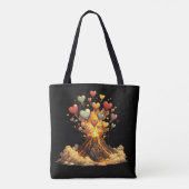 ブラック オリジナル 名前入り 火山 ハート トートバッグ (裏面)