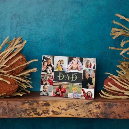 ブラック&オリーブ最高のパパ父の日の写真コラージュ フォトプラーク (側面)
