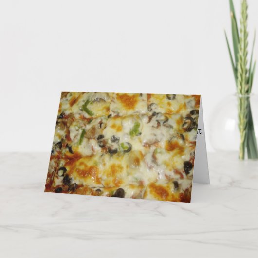 「ブラック·オリーブ·ピザとスペシャル」誕生日カード カード (正面)