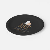 ブラック&オレンジかわいい幽霊たちブー！ハロウィン ペーパープレート (アングル)