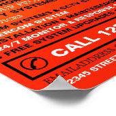 ブラック&オレンジのアラームロゴ、セキュリティアラームサービス ポスター (角)