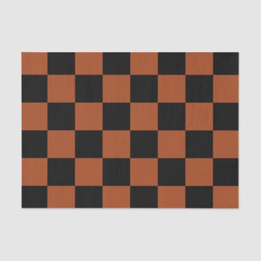 ブラック＆オレンジのチェック柄のスクエア バッファロープレイド 薄葉紙 (正面)