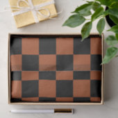 ブラック＆オレンジのチェック柄のスクエア バッファロープレイド 薄葉紙 (ギフト)