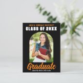 ブラック・オレンジの卒業写真撮モダン影はっきりした卒業 ポストカード (スタンド正面)