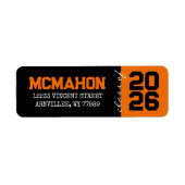 ブラック&オレンジの卒業差出人住所ラベル ラベル (正面)