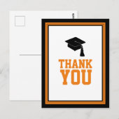 ブラック&オレンジの卒業式パーティーありがとう ポストカード (正面/裏面)