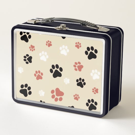 ブラック&オレンジの犬の肉印刷メタルランチボックス メタルランチボックス (正面)