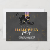 ブラック&オレンジの魔女黒猫バースデーパーティー 招待状 (正面)
