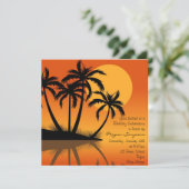 ブラック&オレンジアイランドパームツリー誕生日招待状 招待状 (スタンド正面)