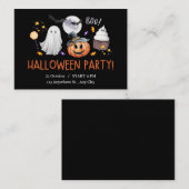 ブラック&オレンジウォーターカラーハロウィーン招待状 ノートカード (正面/裏面)