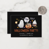 ブラック&オレンジウォーターカラーハロウィーン招待状 ノートカード (正面/裏面インサイチュ)