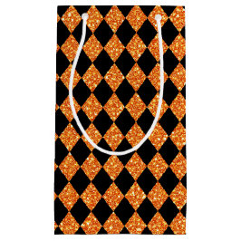 ブラック&オレンジグリッタールックハロウィーン スモールペーパーバッグ