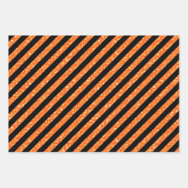 ブラック&オレンジグリッタールックハロウィーン ラッピングペーパーシート