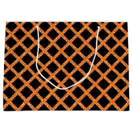 ブラック&オレンジグリッタールックハロウィーン ラージペーパーバッグ