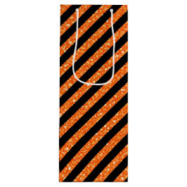 ブラック&オレンジグリッタールックハロウィーン ワインギフトバッグ