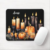 ブラック&オレンジゴシックハロウィーンキャンドルカボチャ マウスパッド (マウス)