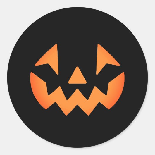 ブラック&オレンジジャックオランタンパンプキン顔 ラウンドシール (正面)