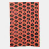 ブラック&オレンジジャックオランタンプリント キッチンタオル (縦)