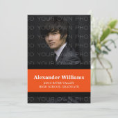 ブラック/オレンジスクールカラーストライプ招待状 招待状 (スタンド正面)