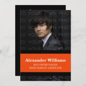 ブラック/オレンジスクールカラーストライプ招待状 招待状 (正面/裏面)