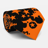 ブラック&オレンジスターネックタイ ネクタイ (ロール)