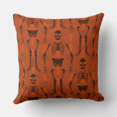 ブラック&オレンジツートーンハロウィンスケルトン枕 クッション (裏面)
