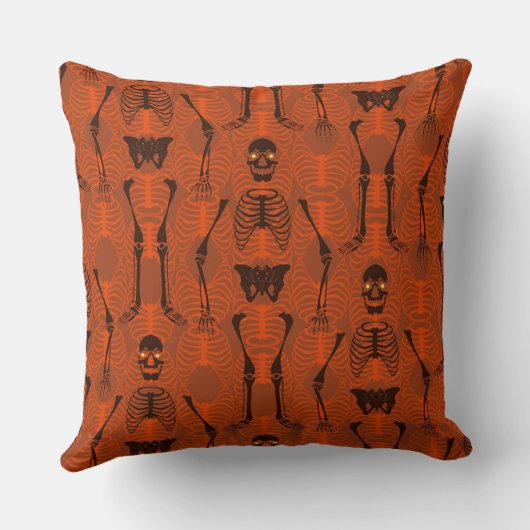ブラック&オレンジツートーンハロウィンスケルトン枕 クッション (裏面)