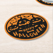ブラック&オレンジハッピーハローウィン ラウンドペーパーコースター (アングル)