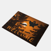 ブラック&オレンジハロウィン不気味の夜へようこそ ドアマット (アングル)