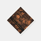ブラック&オレンジハロウィン幽霊のよく出るナプキンス スタンダードカクテルナプキン (角)