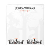 ブラック&オレンジハロウィーンコンセプトタイポグラフィ ノートパッド (正面)