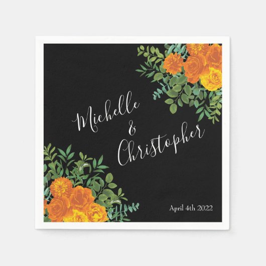 ブラック&オレンジハロウィーンゴシック結婚ズコレクション スタンダードカクテルナプキン (正面)