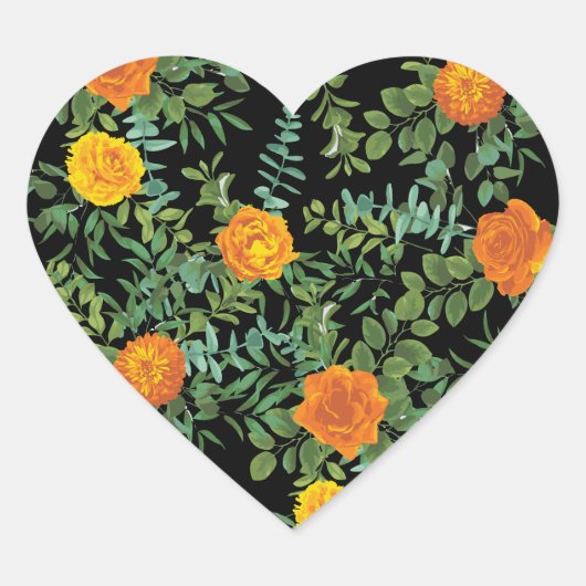 ブラック&オレンジハロウィーンゴシック結婚ズコレクション ハートシール (正面)