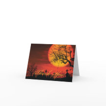 ブラック&オレンジハロウィーンサンキューカード