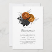 ブラック&オレンジハロウィーンフローラクインセアニラ 招待状 (正面)