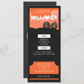 ブラック&オレンジハロウィーン不気味パーティーチケット シーズンカード (正面/裏面)