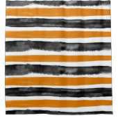 ブラック&オレンジハロウィーン水の色のストライプ シャワーカーテン (正面)