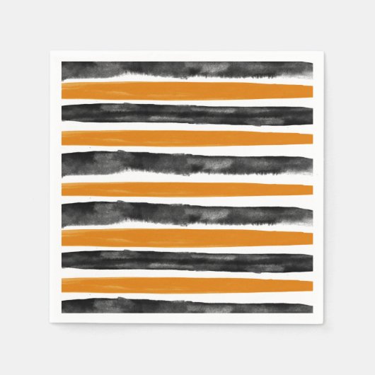 ブラック&オレンジハロウィーン水の色のストライプ スタンダードカクテルナプキン (正面)