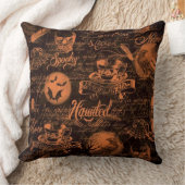 ブラック&オレンジハロウィ幽霊のよく出るン装飾用クッション クッション (ブランケット)