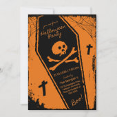ブラック&オレンジハンドドロウィンドコヒンハローウィンパーティ 招待状 (正面)