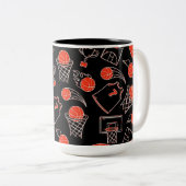 ブラック&オレンジバスケットボールテーマ ツートーンマグカップ (正面右)