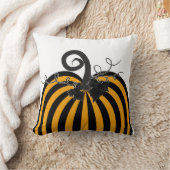 ブラック&オレンジパンプキストライプのンシック秋秋 クッション (ブランケット)