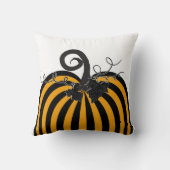 ブラック&オレンジパンプキストライプのンシック秋秋 クッション (裏面)