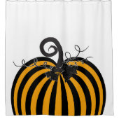 ブラック&オレンジパンプキストライプのンシック秋秋 シャワーカーテン (正面)