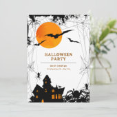 ブラック&オレンジモダンハローウィンパーティ招待状 招待状 (スタンド正面)