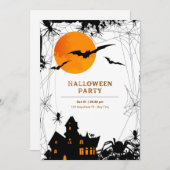 ブラック&オレンジモダンハローウィンパーティ招待状 招待状 (正面/裏面)