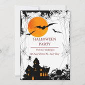 ブラック&オレンジモダンハローウィンパーティ 招待状 (正面)