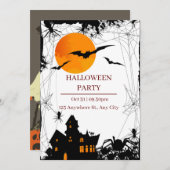 ブラック&オレンジモダンハローウィンパーティ 招待状 (正面/裏面)