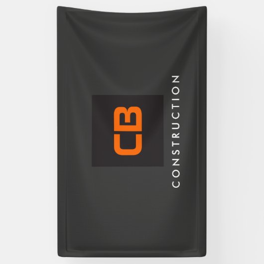 ブラック/オレンジモノグラム建築、コントラクター 横断幕 (縦)