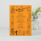 ブラック&オレンジ予測できな手描きハロウィーン メニュー (スタンド正面)